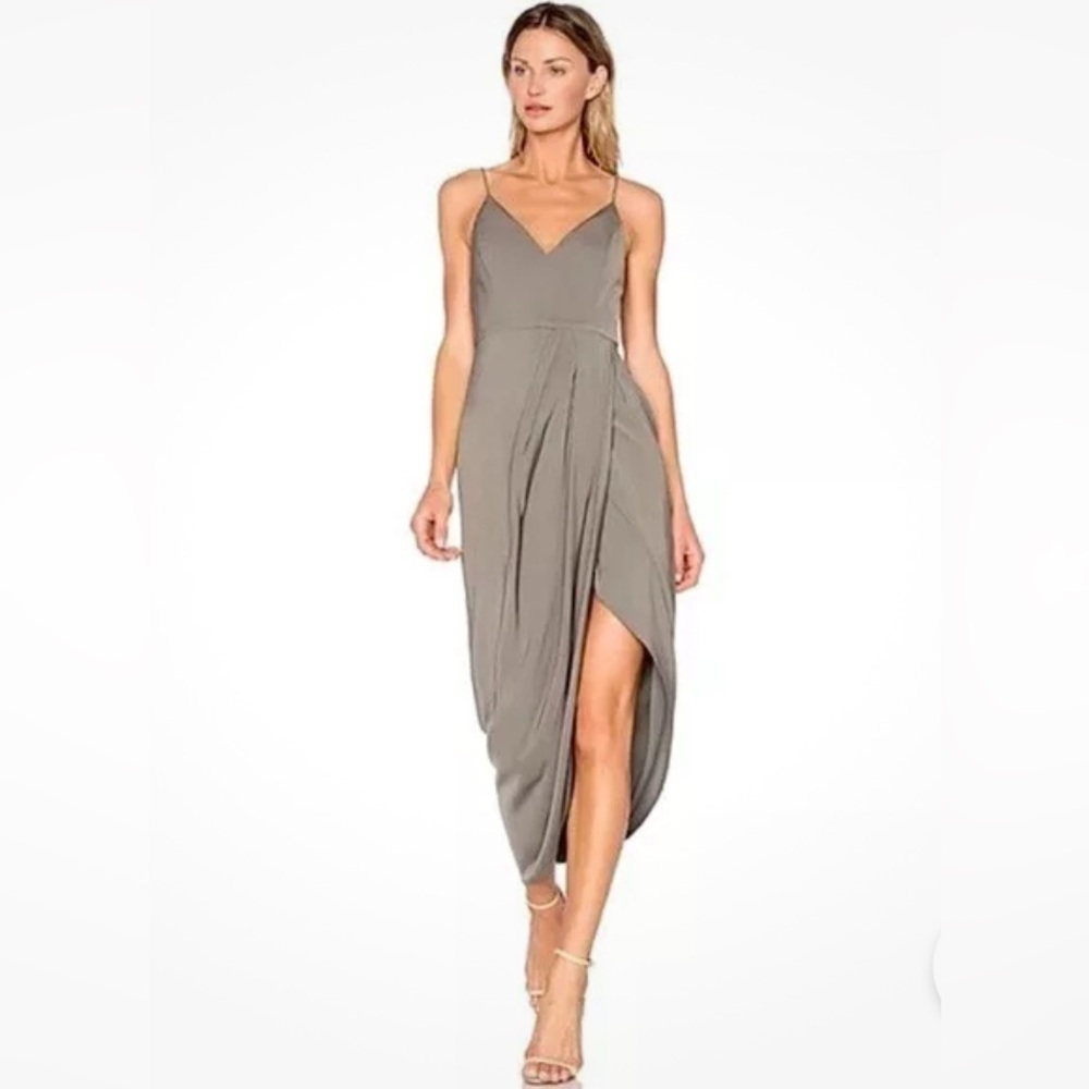 Shona Joy Core Cocktail Draped Dress in Olive Size U.S. 6